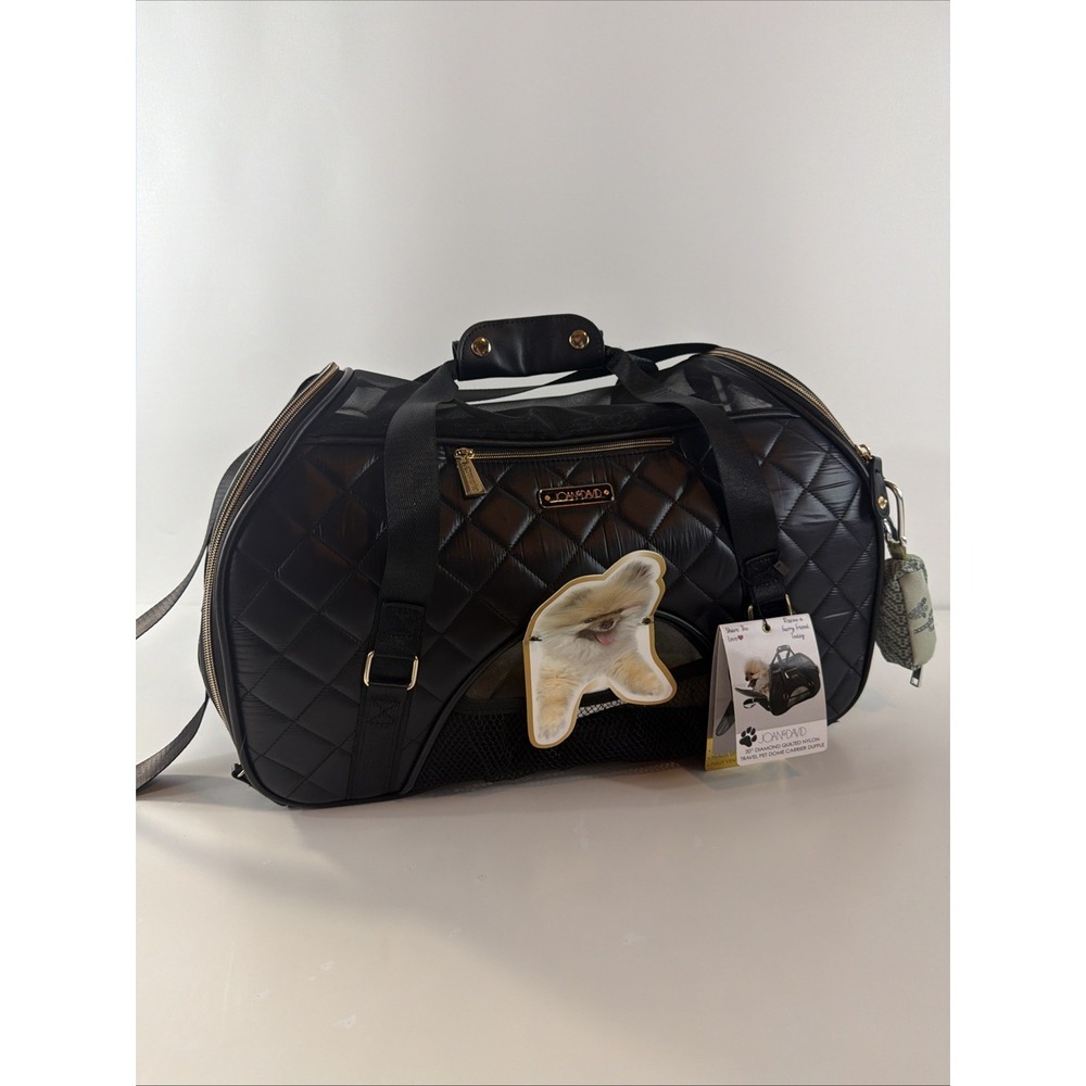 Joan & David 20" Diamond Quilted Nylon Travel Pet Dome Carrier Duffle MSRP $290